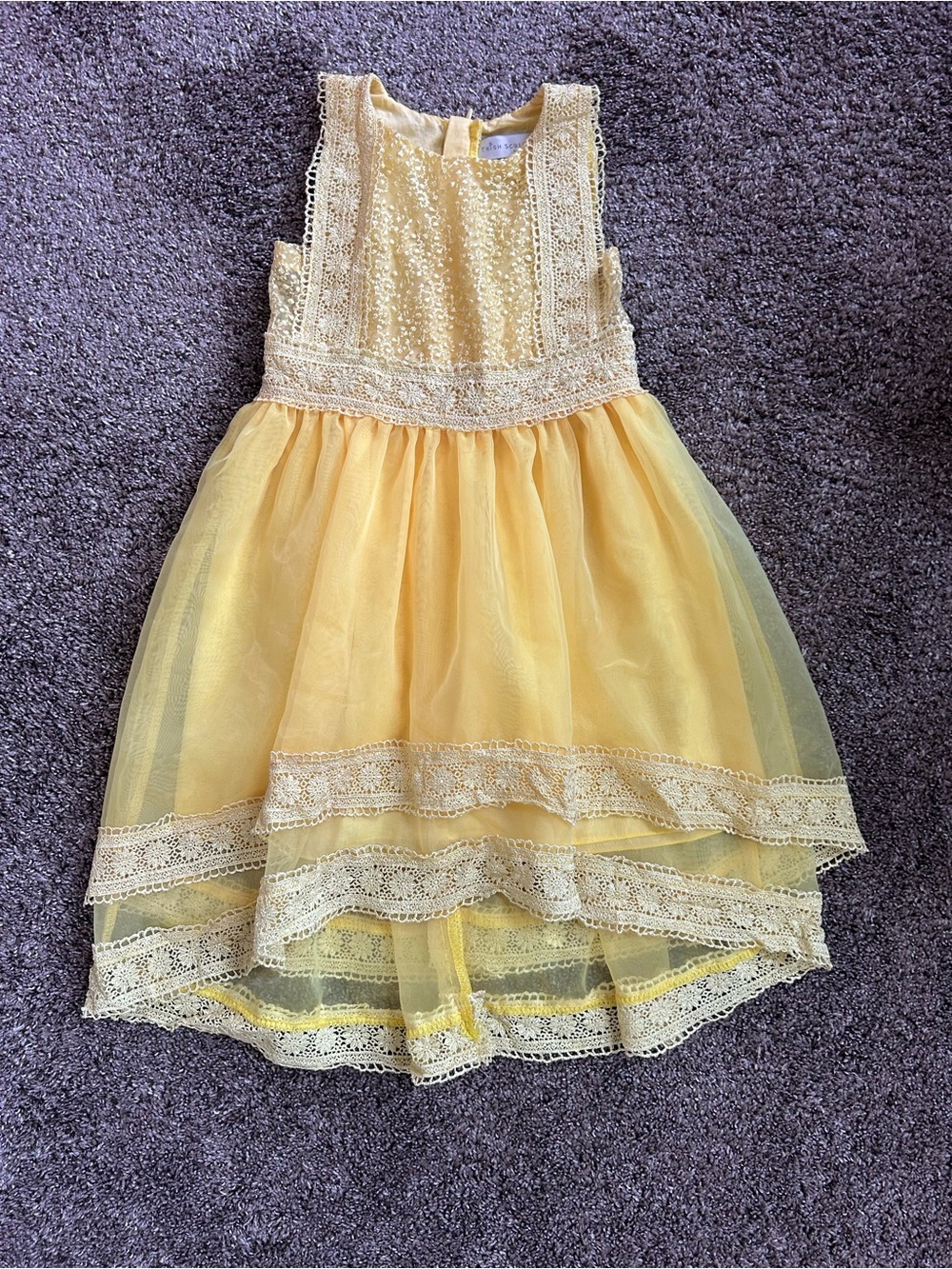 Trish Scully Yellow Lace Overlay Party Dress Size 4